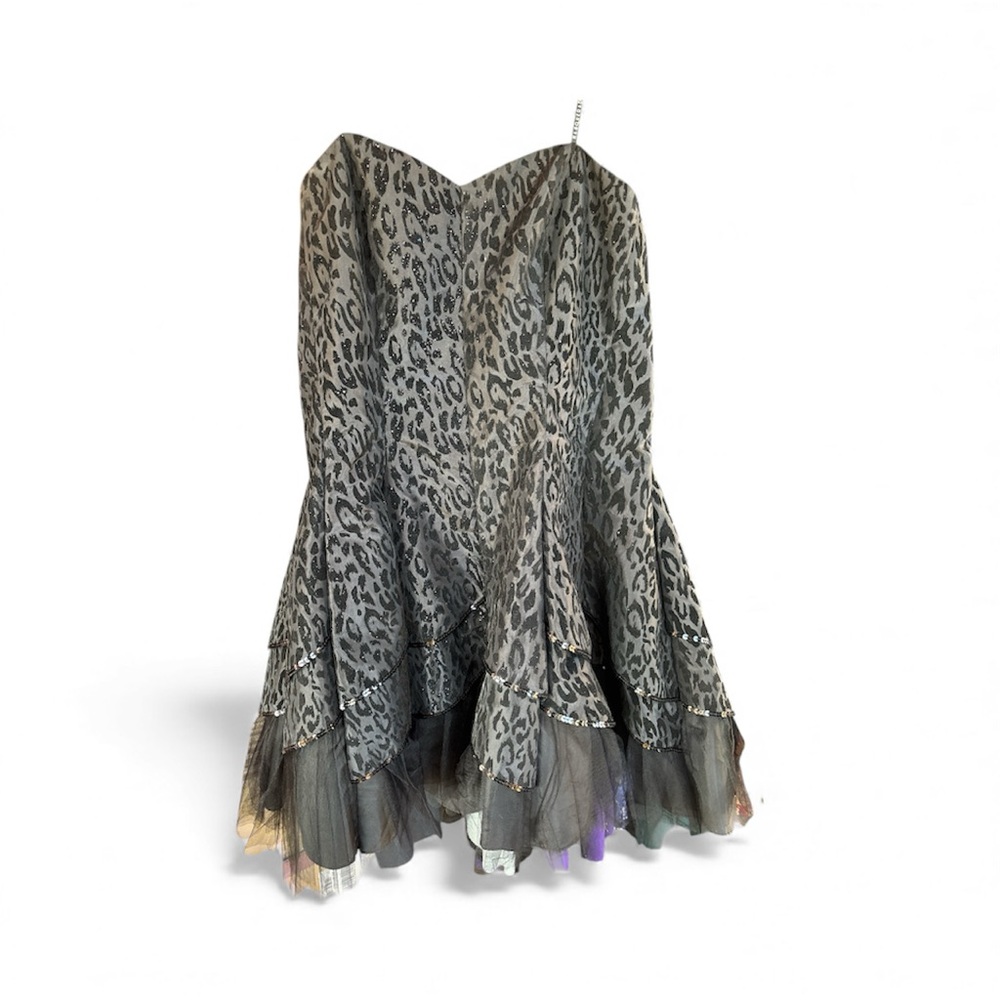 Masquerade Gray Leopard Print Prom Dress